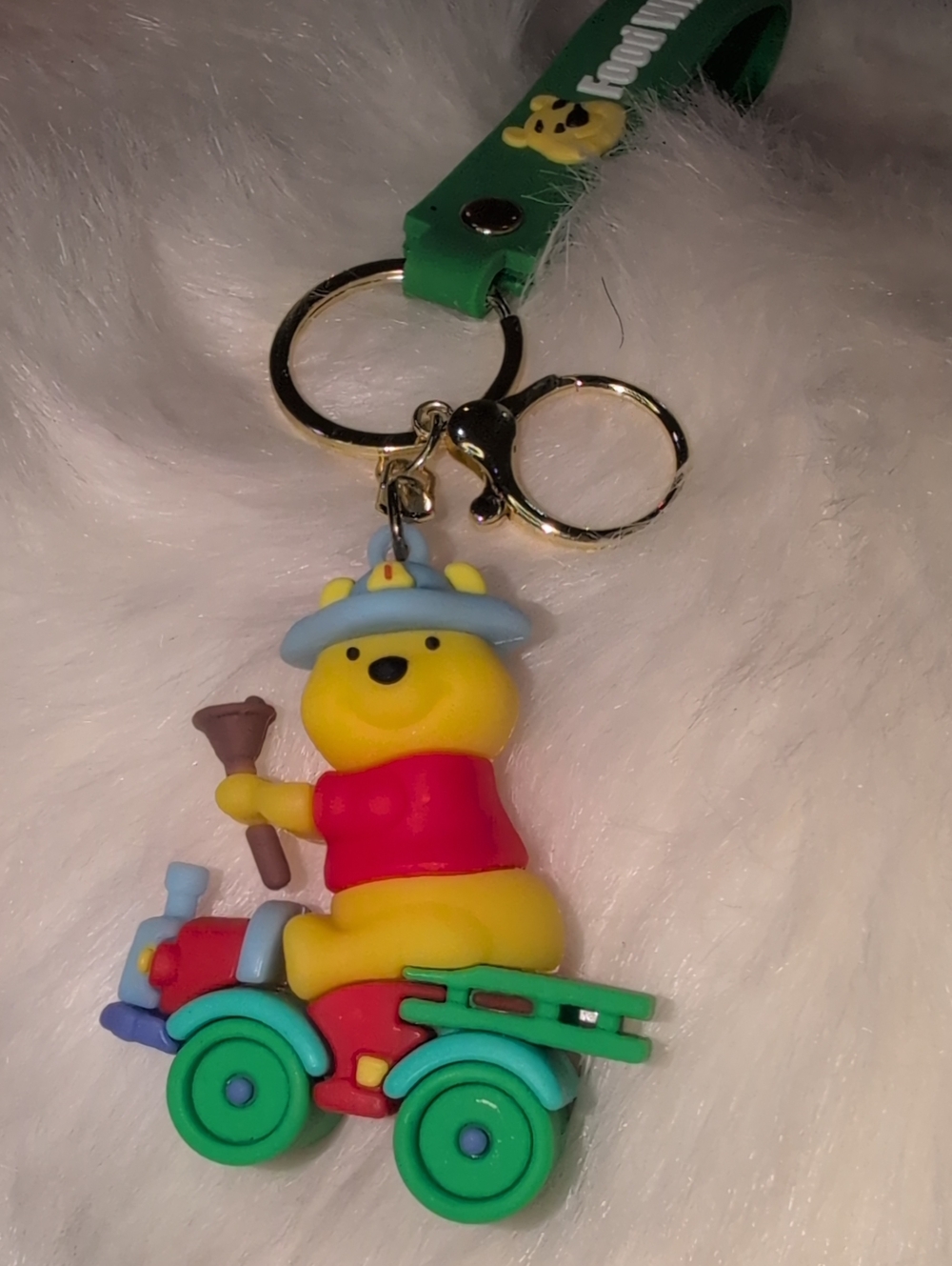 Yellow Pooh Bear Ride-On Keychain Bag Charm